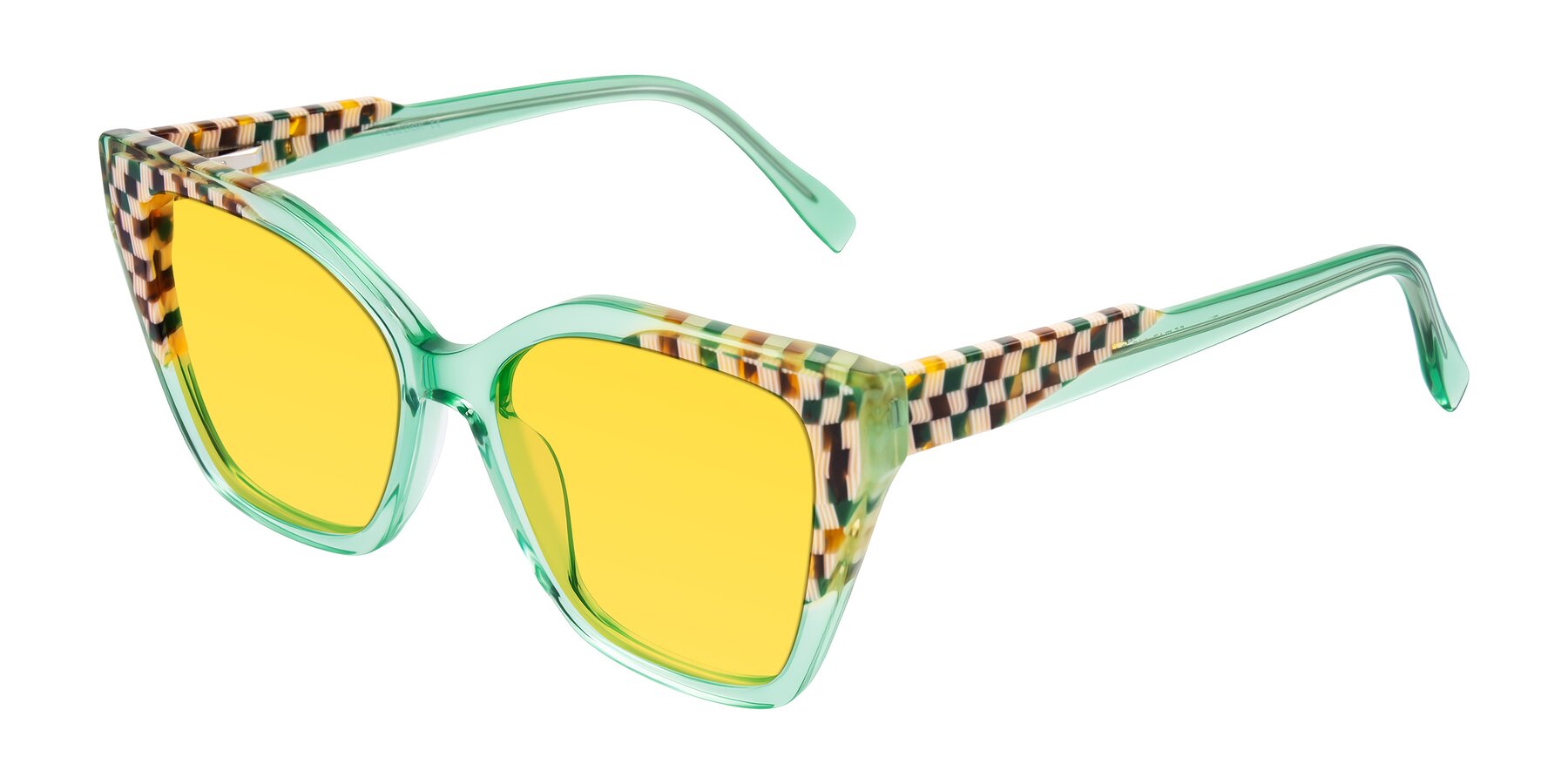 Angle of Zimme in Mint Mod with Yellow Tinted Lenses