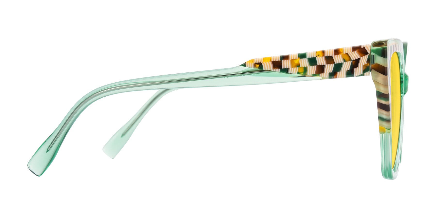 Side of Zimme in Mint Mod with Yellow Tinted Lenses
