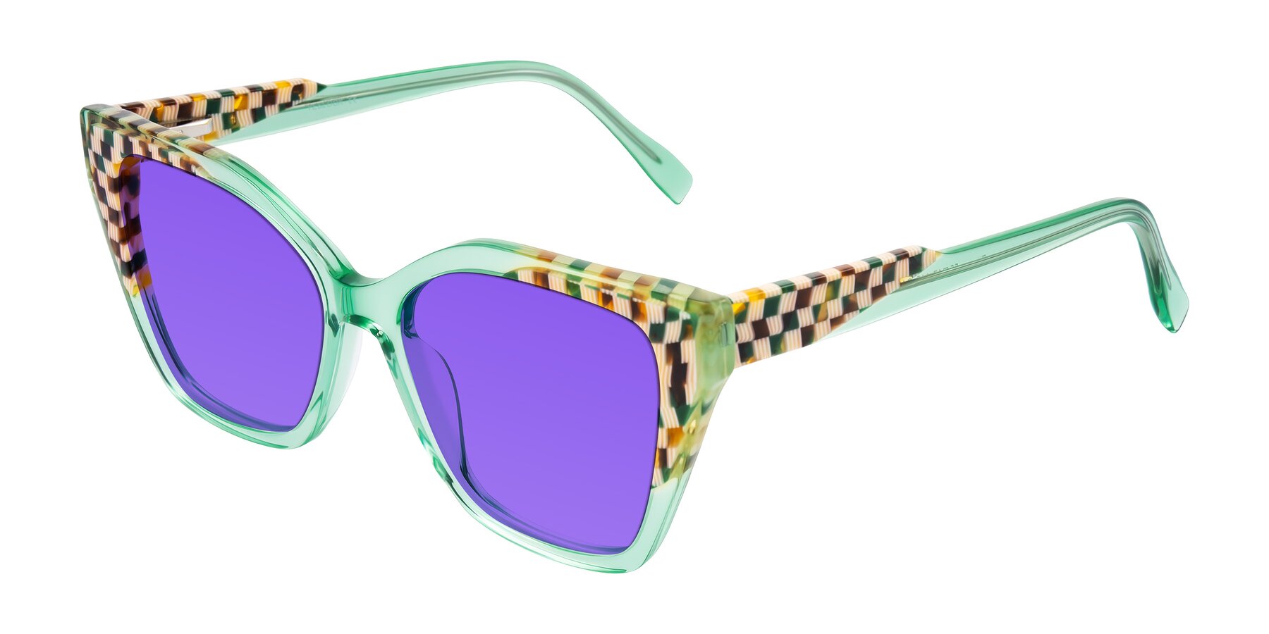 Angle of Zimme in Mint Mod with Purple Tinted Lenses