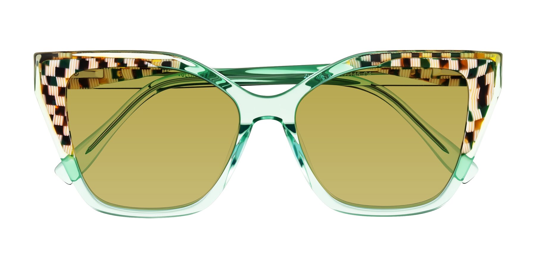 Folded Front of Zimme in Mint Mod with Champagne Tinted Lenses