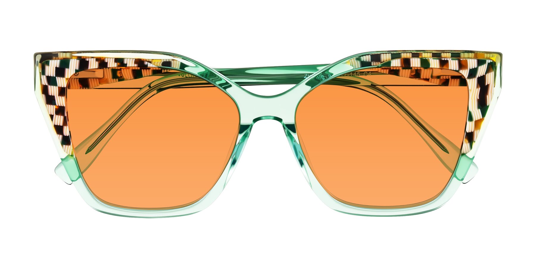 Folded Front of Zimme in Mint Mod with Orange Tinted Lenses