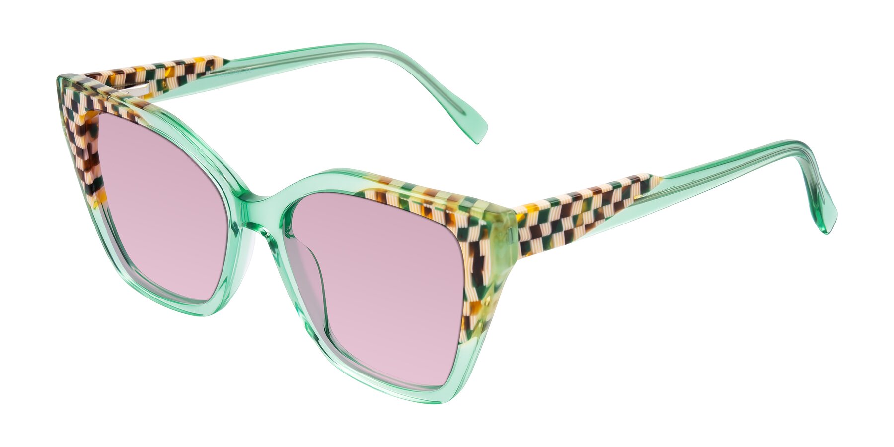 Angle of Zimme in Mint Mod with Light Wine Tinted Lenses