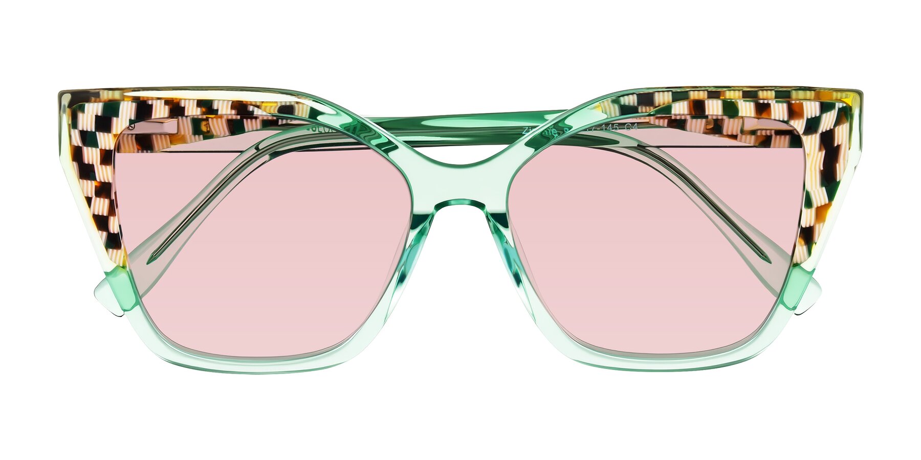 Folded Front of Zimme in Mint Mod with Light Garnet Tinted Lenses