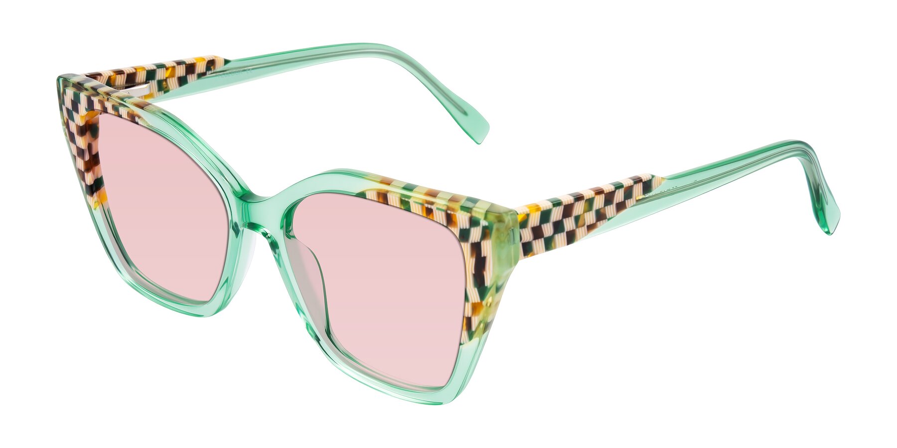 Angle of Zimme in Mint Mod with Light Garnet Tinted Lenses