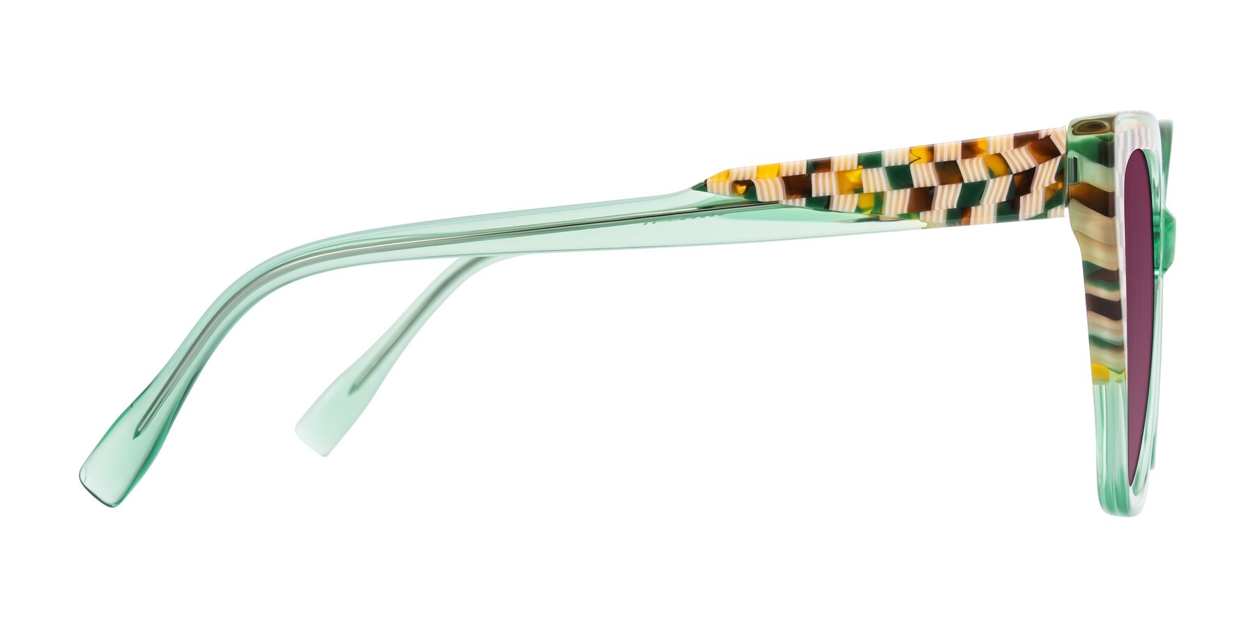 Side of Zimme in Mint Mod with Wine Tinted Lenses