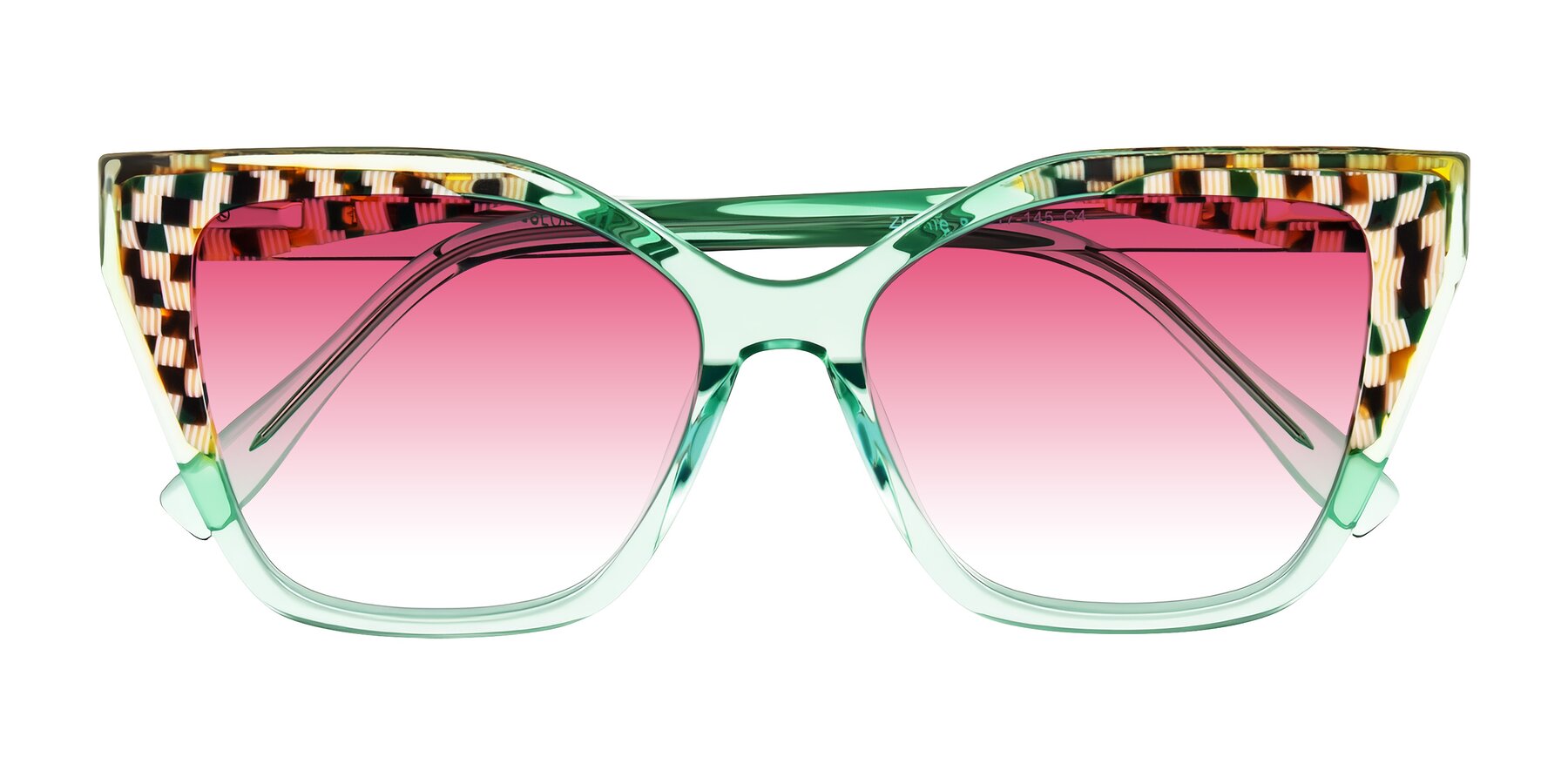 Folded Front of Zimme in Mint Mod with Pink Gradient Lenses