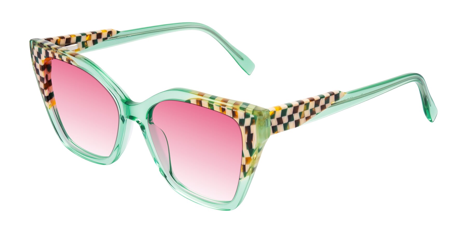 Angle of Zimme in Mint Mod with Pink Gradient Lenses