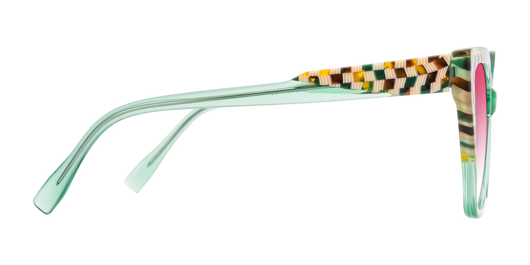 Side of Zimme in Mint Mod with Pink Gradient Lenses