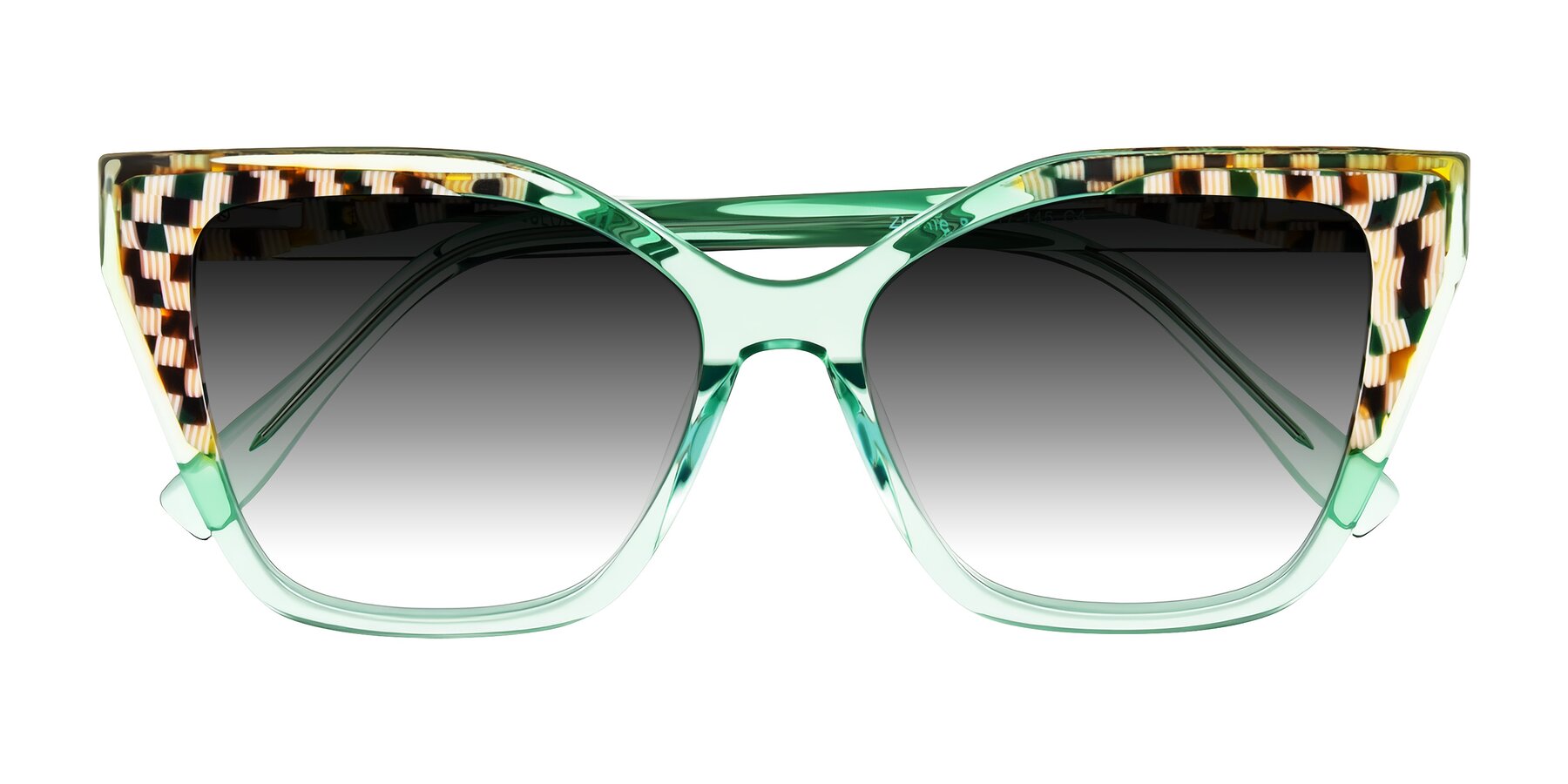 Folded Front of Zimme in Mint Mod with Gray Gradient Lenses