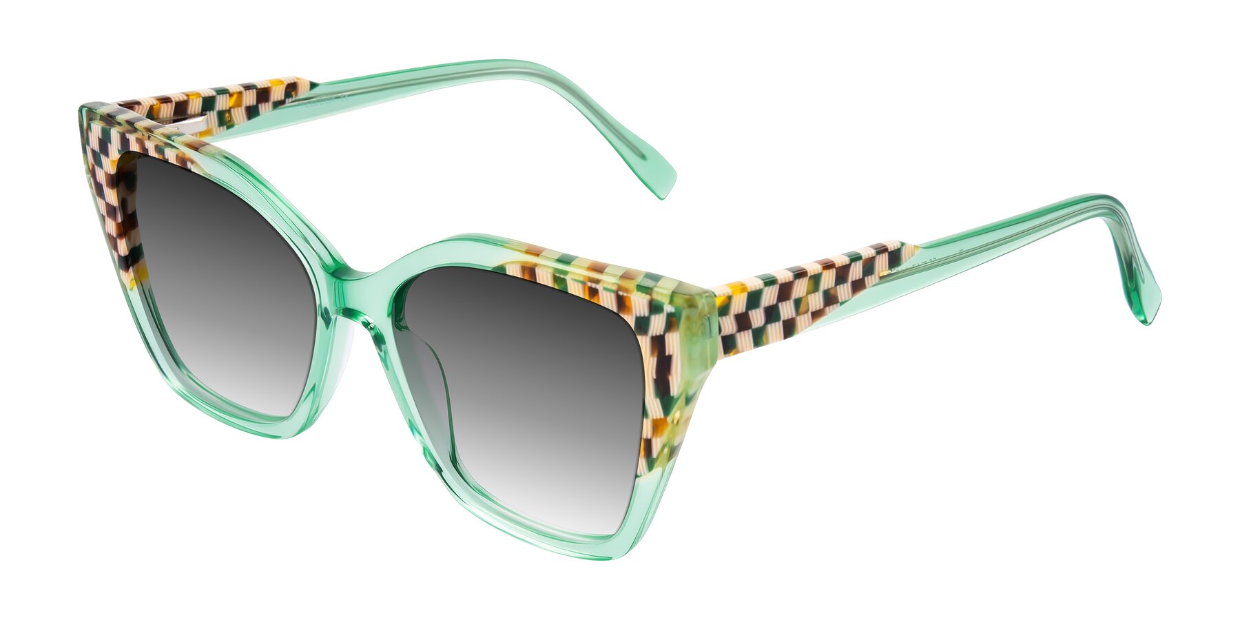 Angle of Zimme in Mint Mod with Gray Gradient Lenses