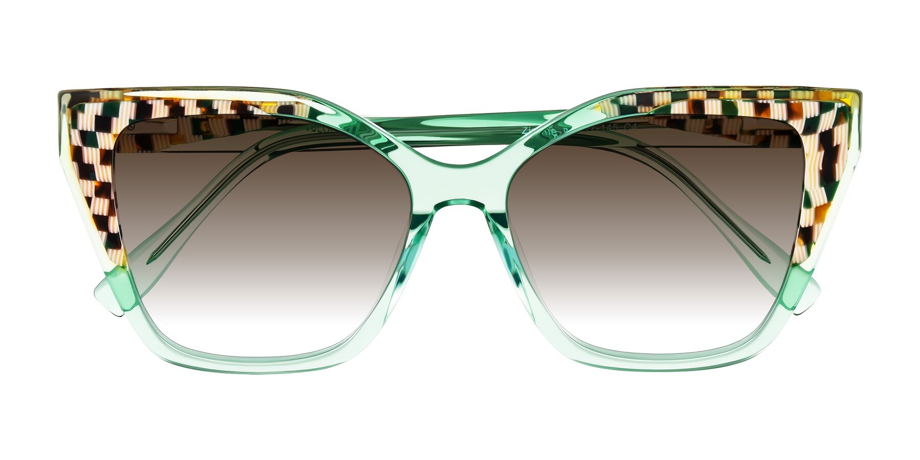Folded Front of Zimme in Mint Mod with Brown Gradient Lenses