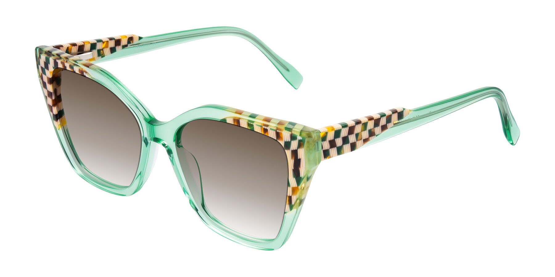 Angle of Zimme in Mint Mod with Brown Gradient Lenses