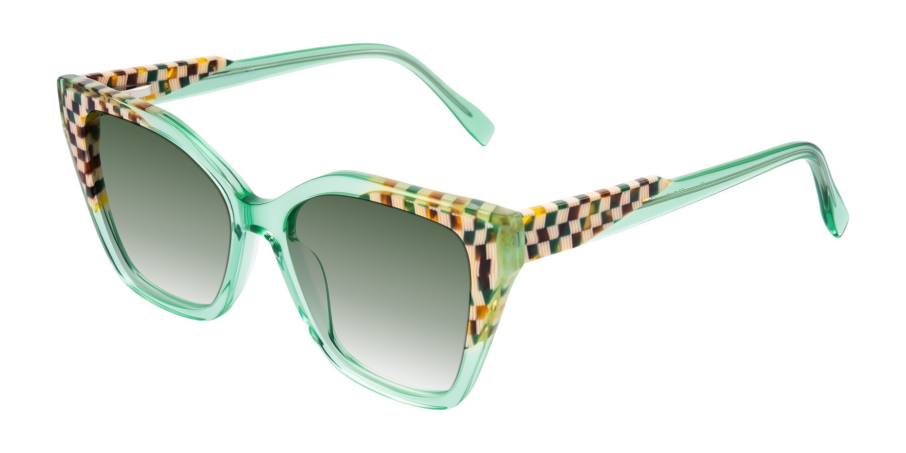 Angle of Zimme in Mint Mod with Green Gradient Lenses