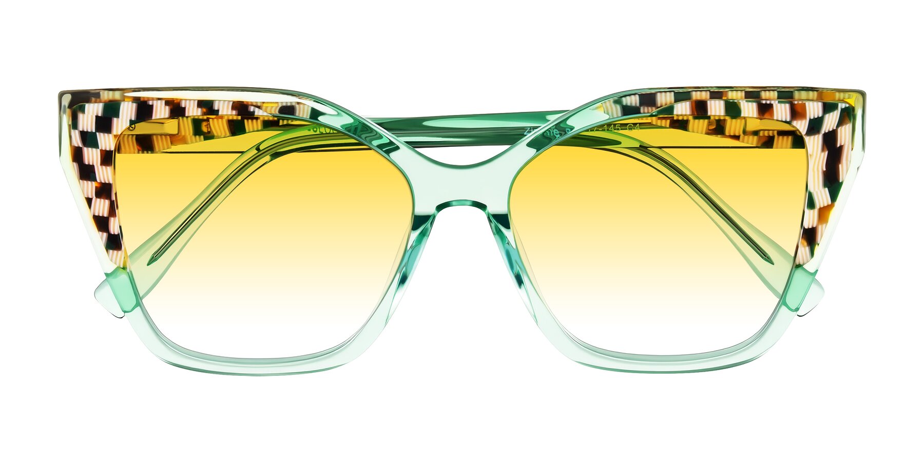 Folded Front of Zimme in Mint Mod with Yellow Gradient Lenses