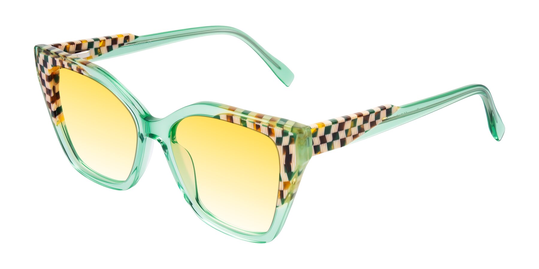 Angle of Zimme in Mint Mod with Yellow Gradient Lenses