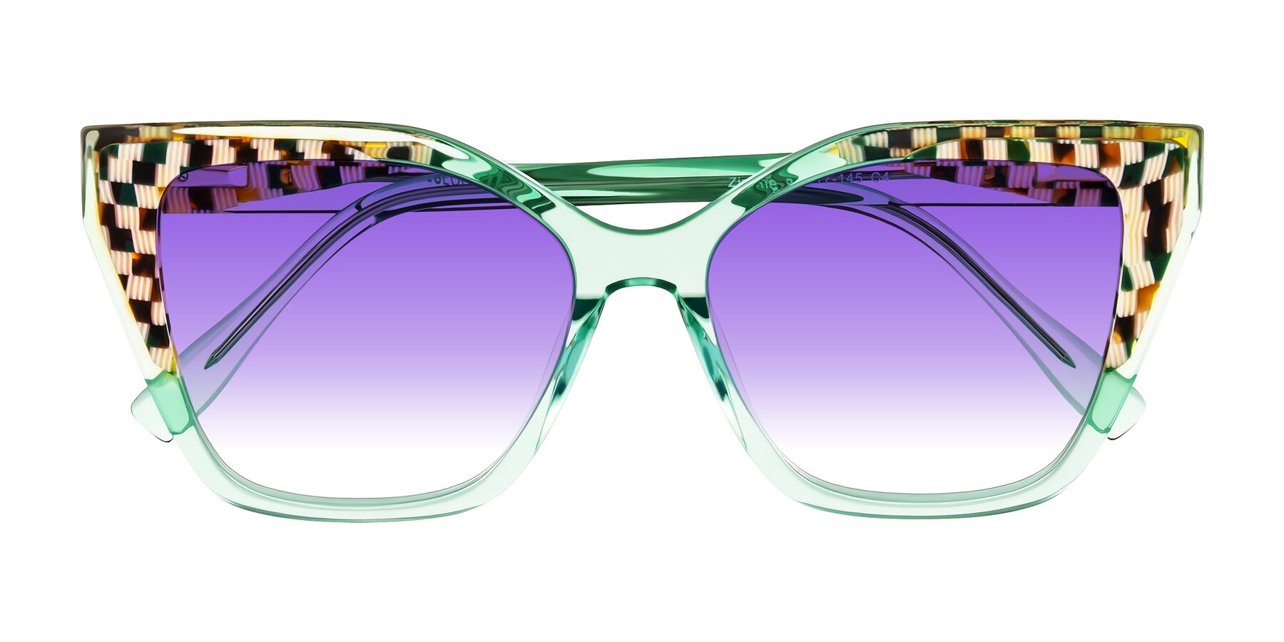 Folded Front of Zimme in Mint Mod with Purple Gradient Lenses