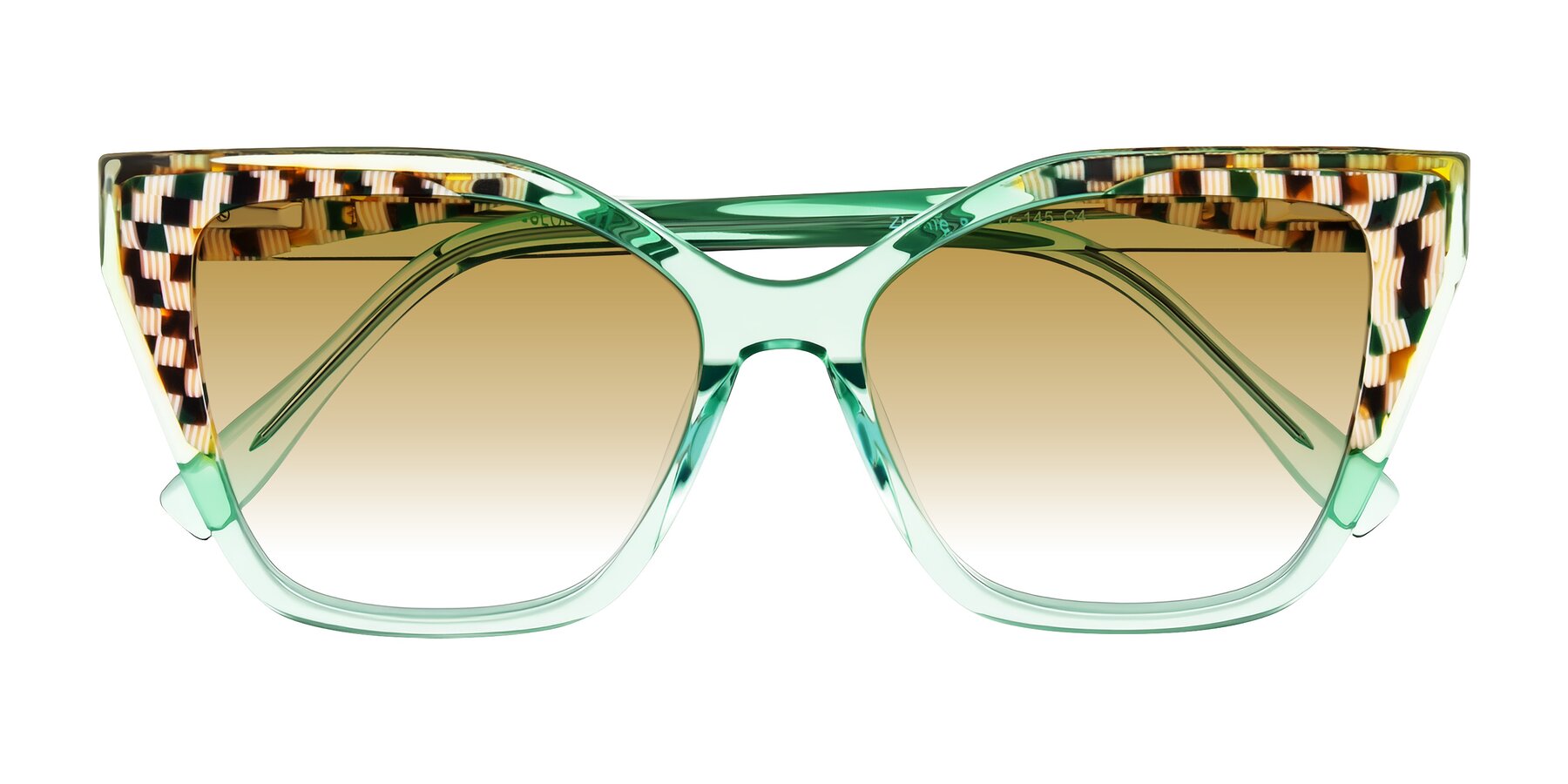 Folded Front of Zimme in Mint Mod with Champagne Gradient Lenses