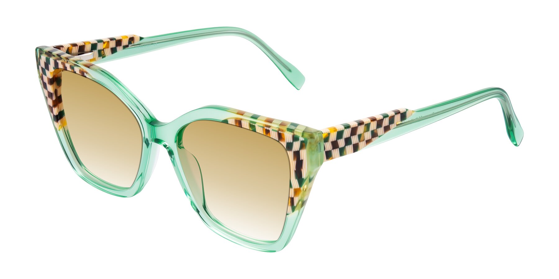 Angle of Zimme in Mint Mod with Champagne Gradient Lenses
