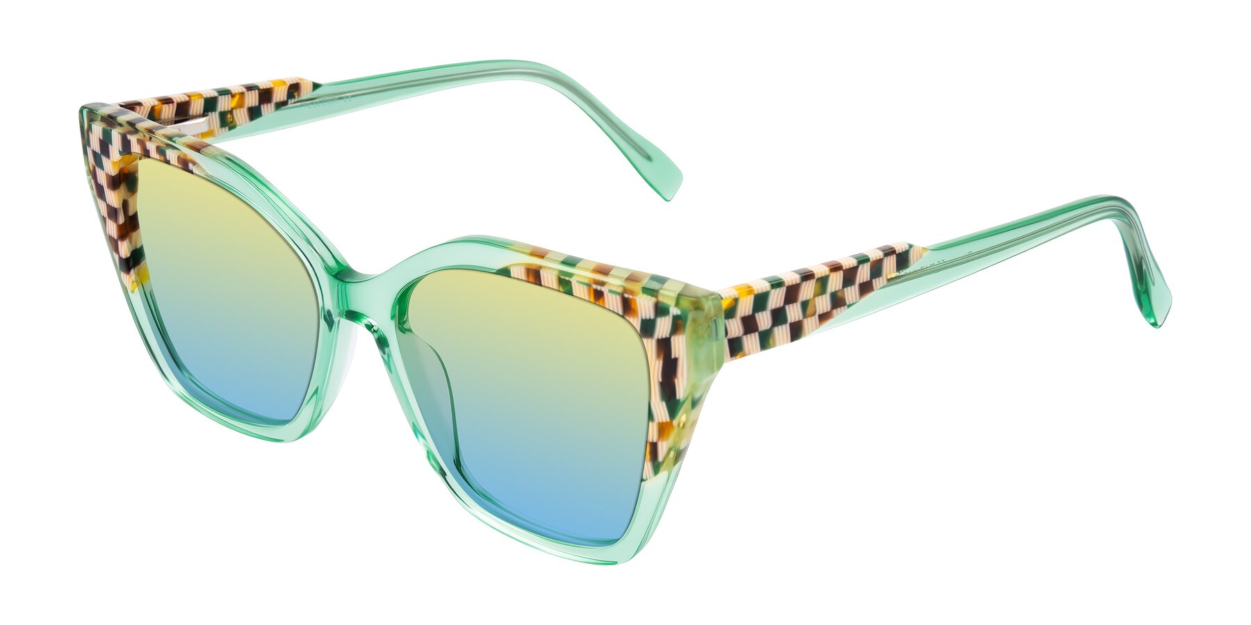 Angle of Zimme in Mint Mod with Yellow / Blue Gradient Lenses