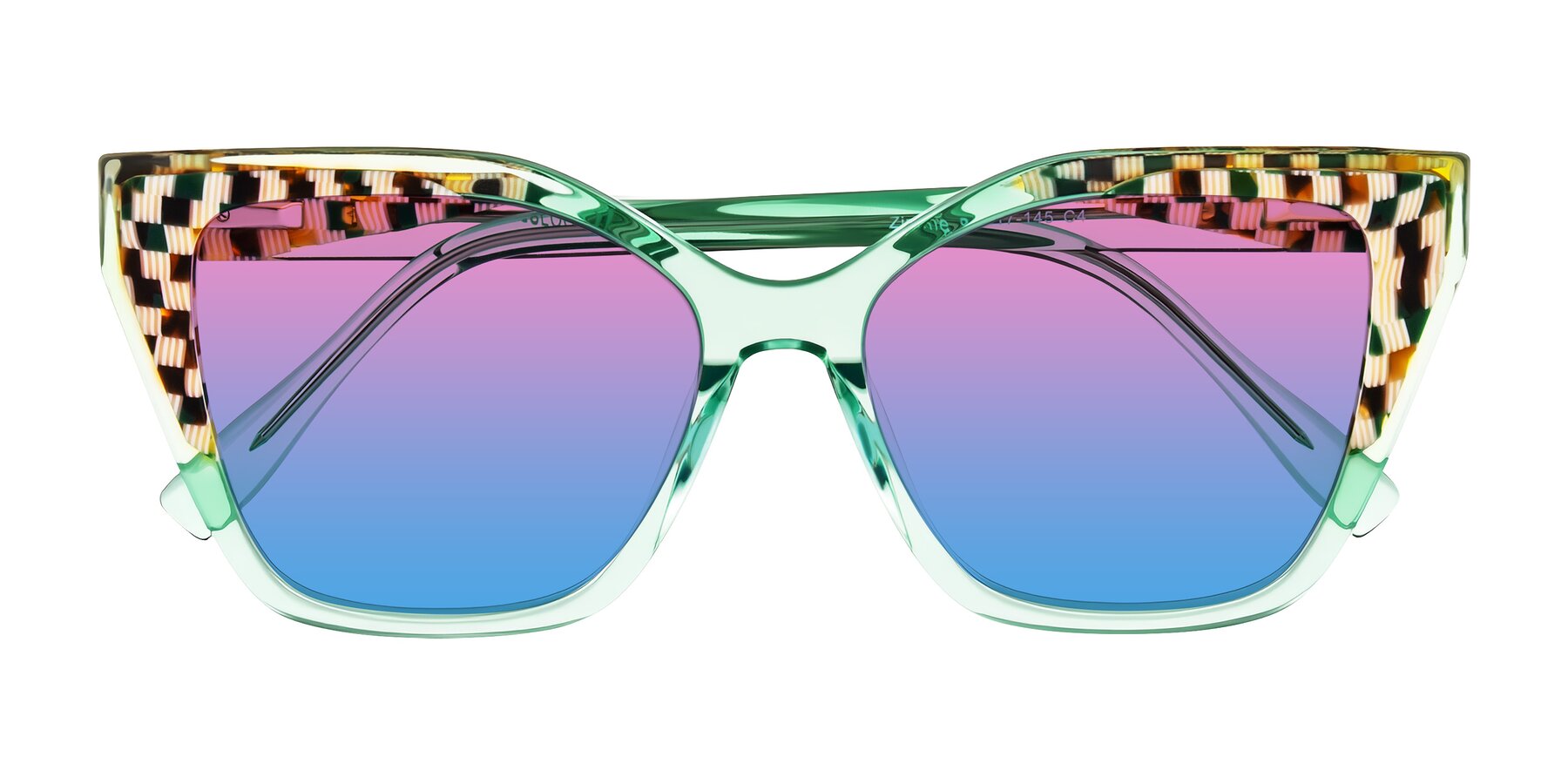 Folded Front of Zimme in Mint Mod with Pink / Blue Gradient Lenses