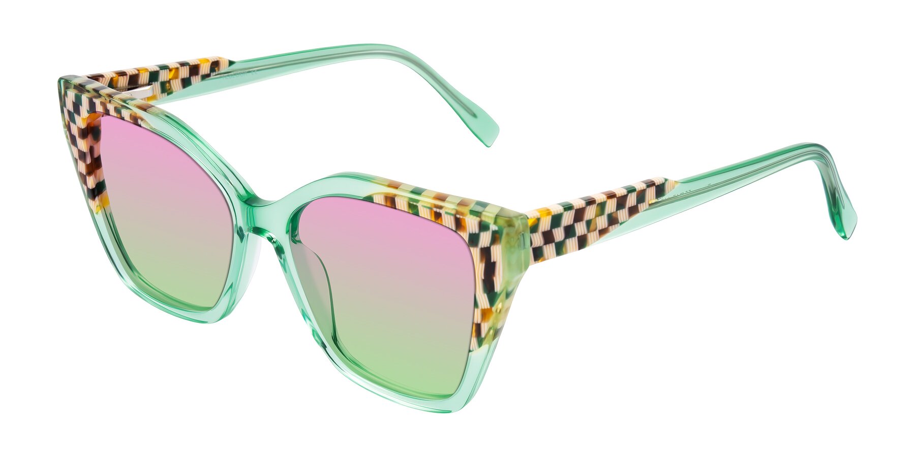 Angle of Zimme in Mint Mod with Pink / Green Gradient Lenses
