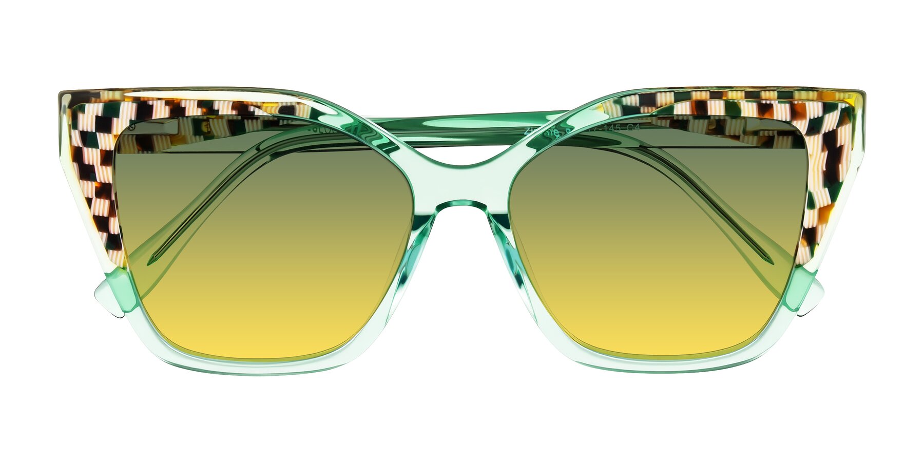 Folded Front of Zimme in Mint Mod with Green / Yellow Gradient Lenses