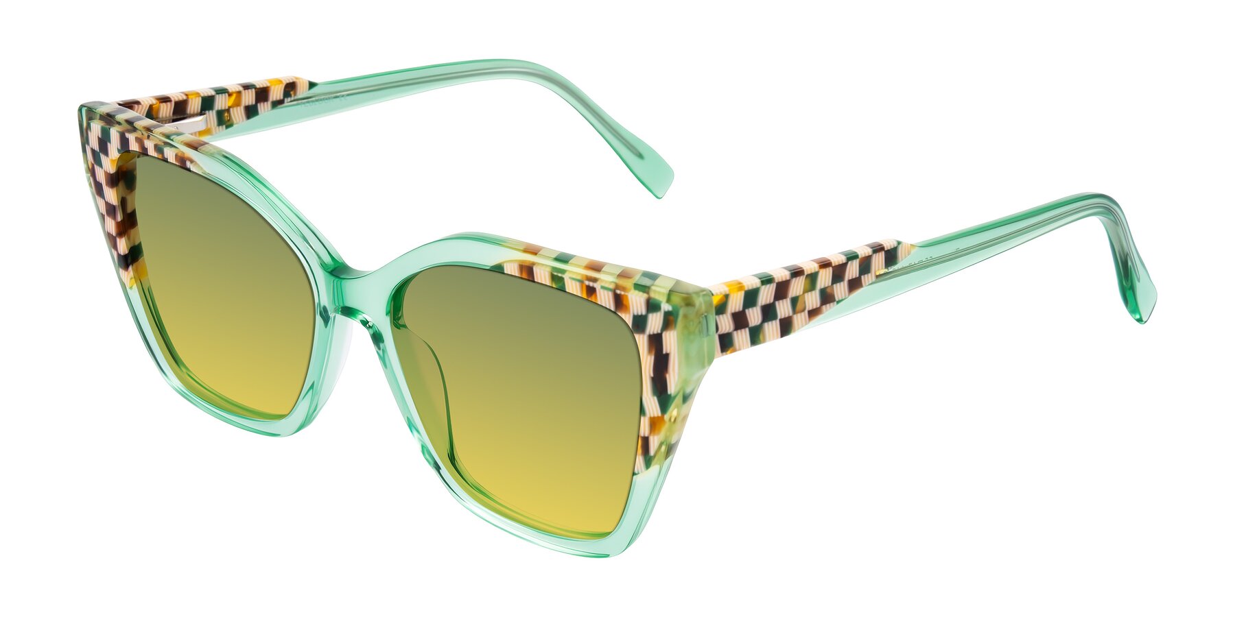Angle of Zimme in Mint Mod with Green / Yellow Gradient Lenses