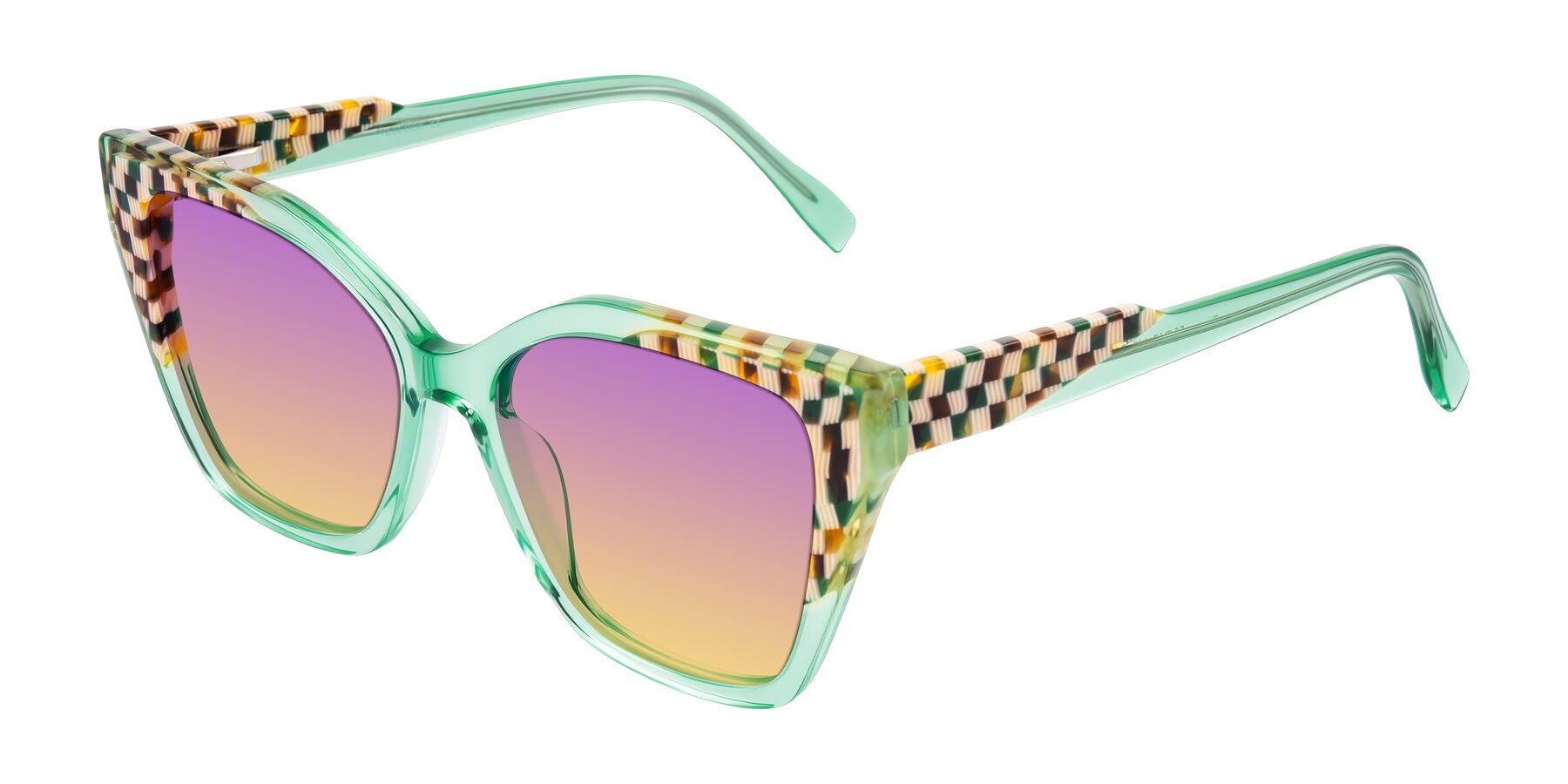 Angle of Zimme in Mint Mod with Purple / Yellow Gradient Lenses