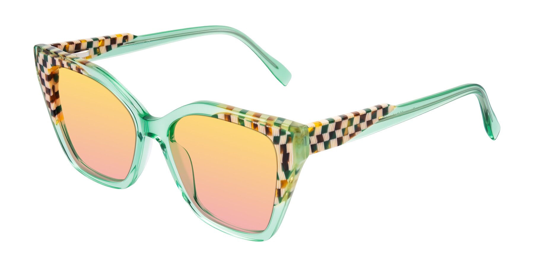 Angle of Zimme in Mint Mod with Yellow / Pink Gradient Lenses