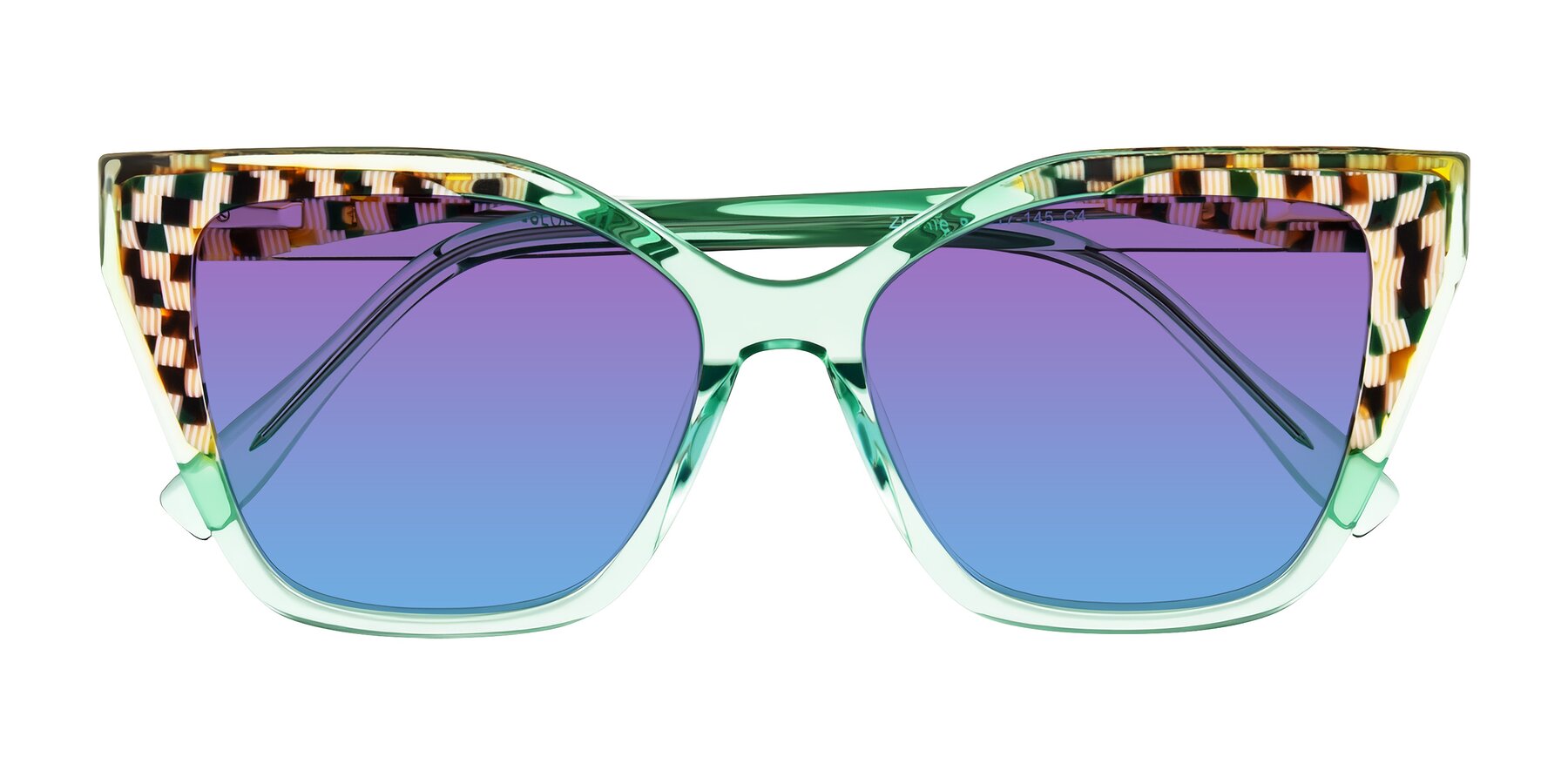 Folded Front of Zimme in Mint Mod with Purple / Blue Gradient Lenses
