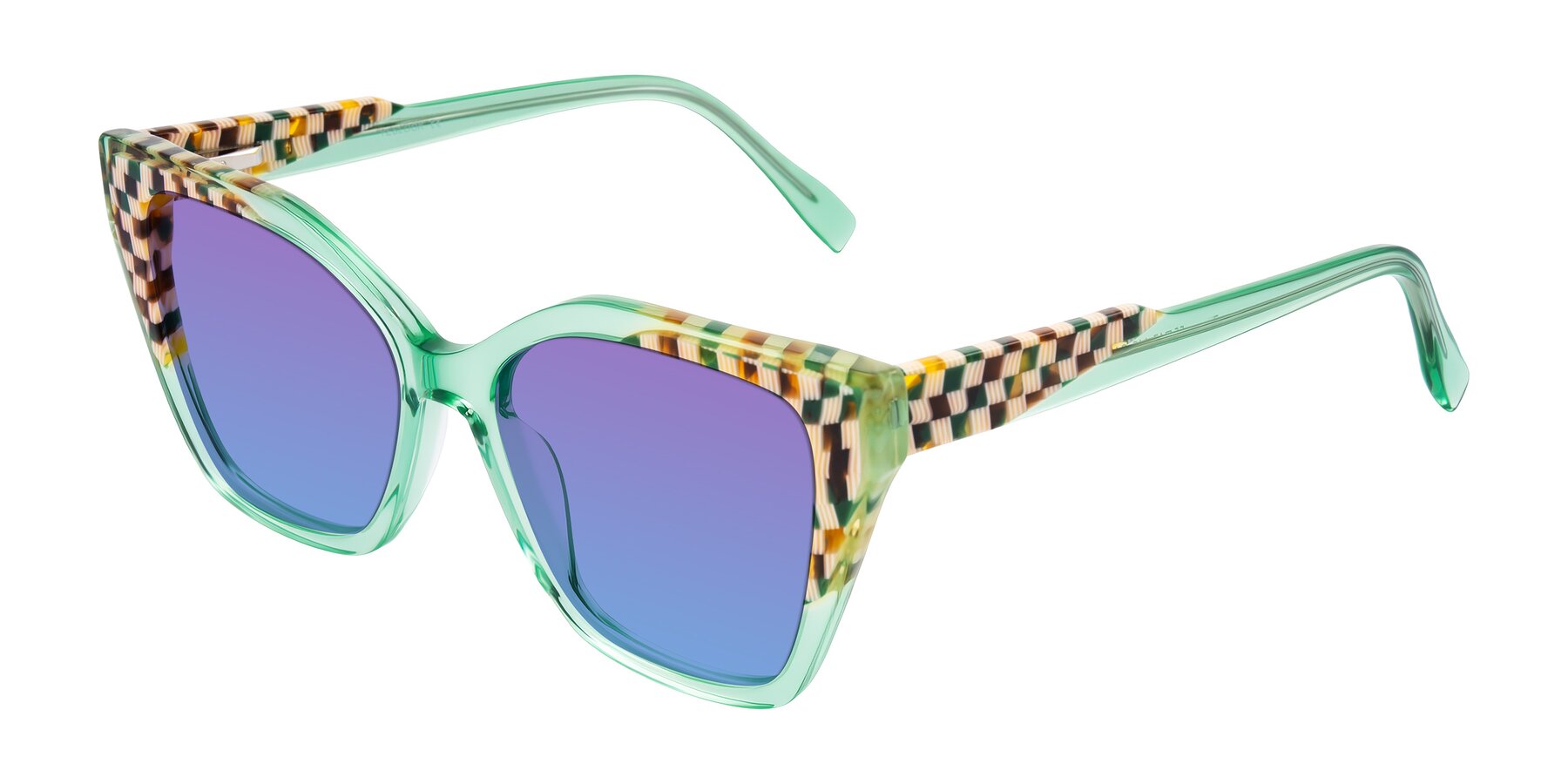 Angle of Zimme in Mint Mod with Purple / Blue Gradient Lenses