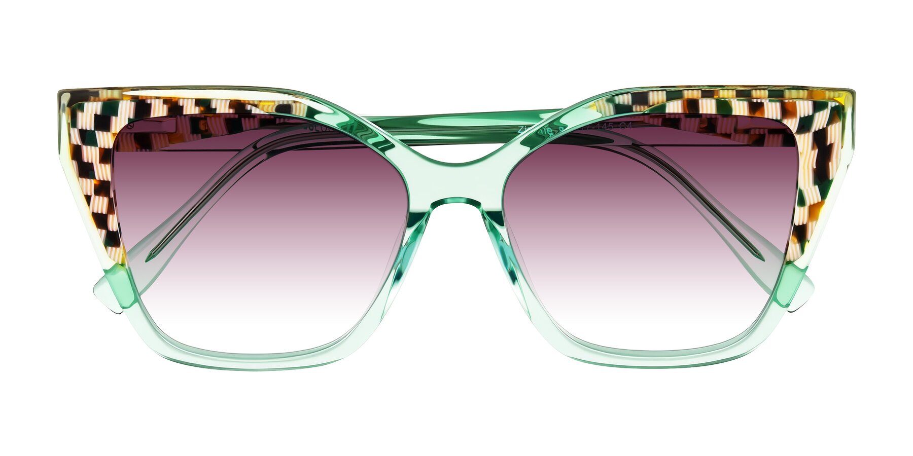 Folded Front of Zimme in Mint Mod with Wine Gradient Lenses