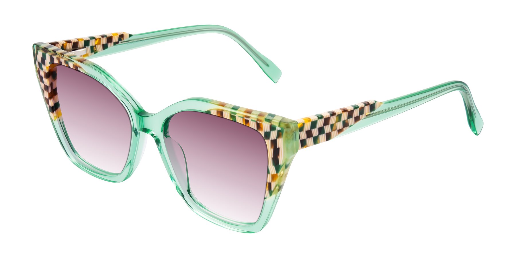 Angle of Zimme in Mint Mod with Wine Gradient Lenses