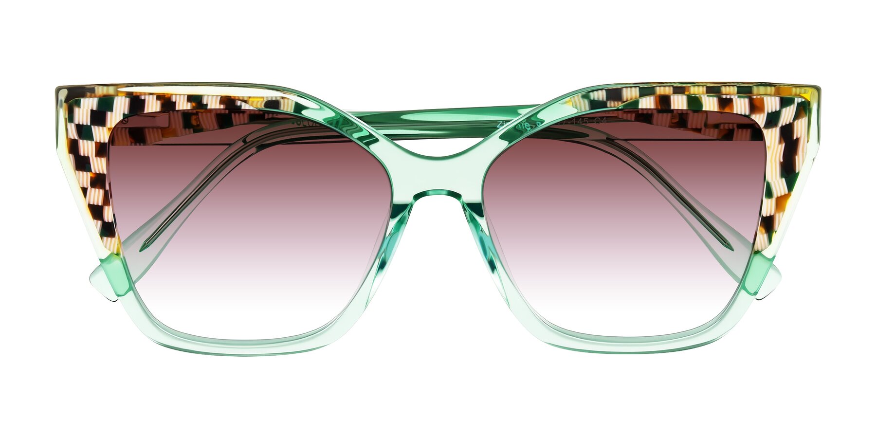 Folded Front of Zimme in Mint Mod with Garnet Gradient Lenses