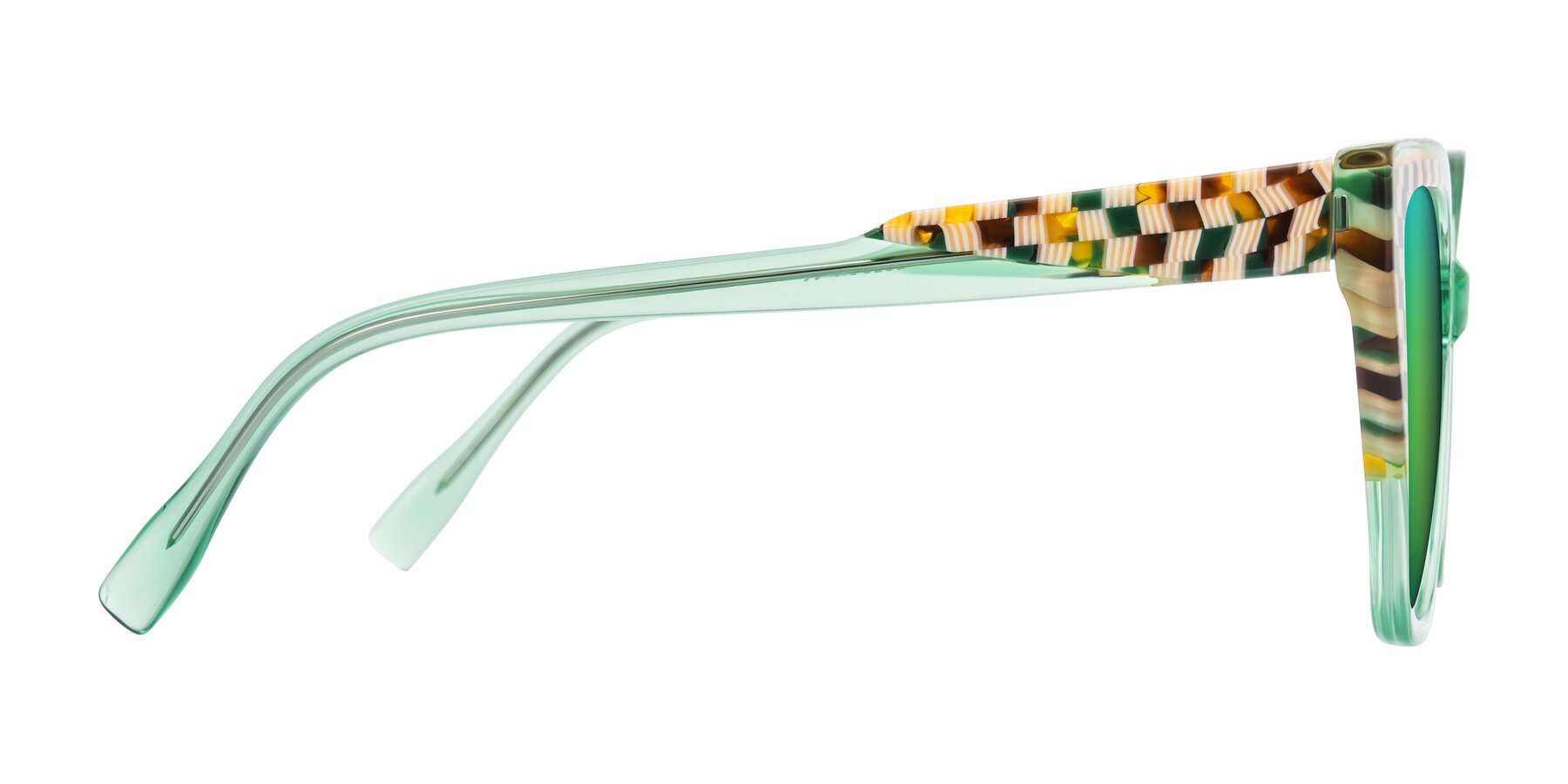 Side of Zimme in Mint Mod with Green Mirrored Lenses