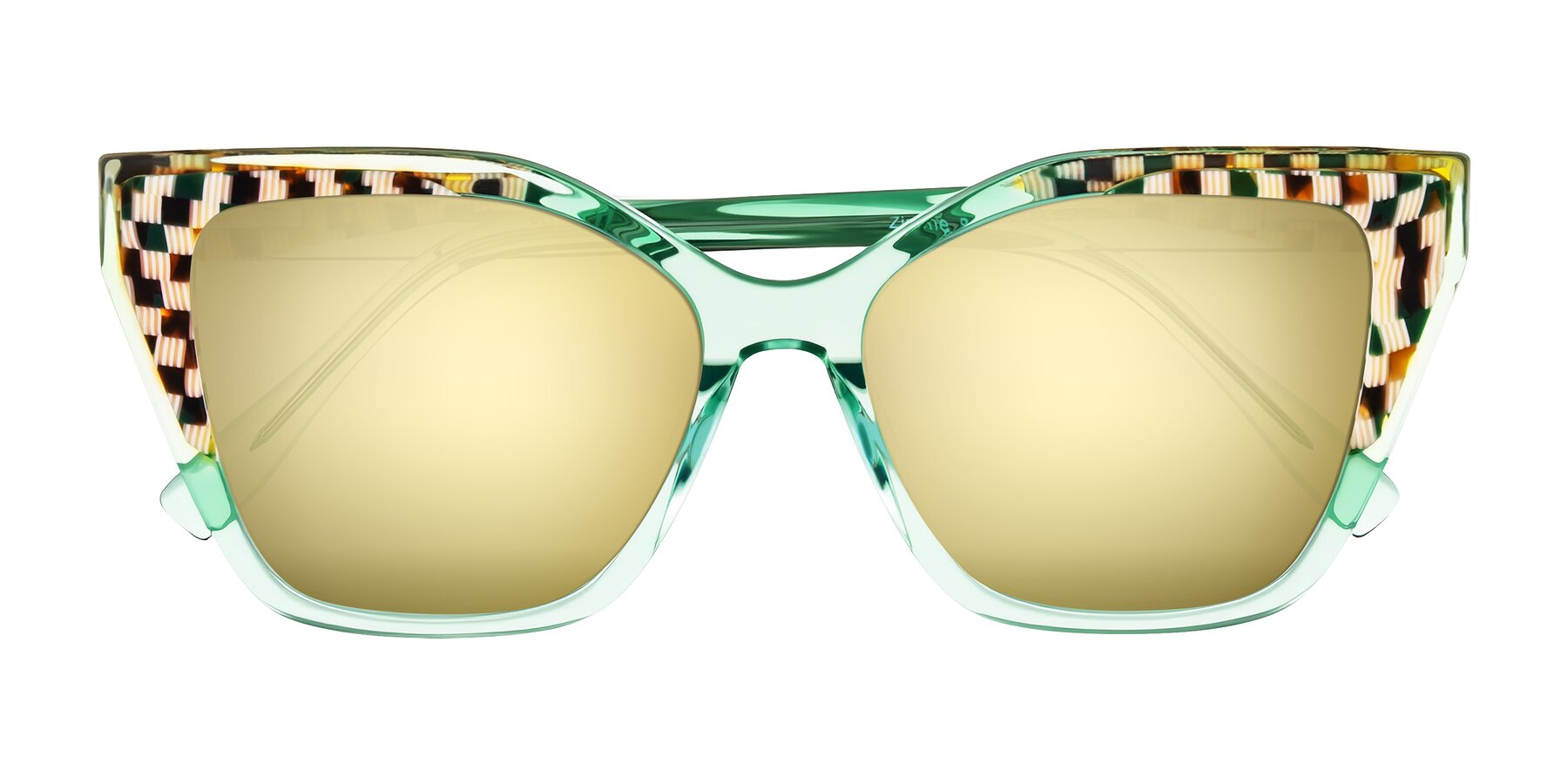 Folded Front of Zimme in Mint Mod with Gold Mirrored Lenses