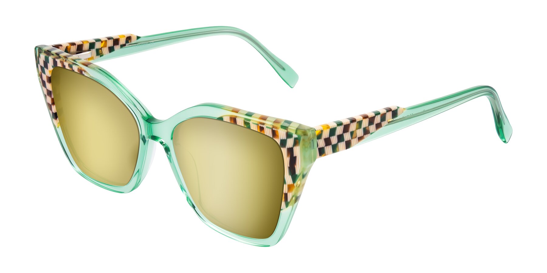 Angle of Zimme in Mint Mod with Gold Mirrored Lenses