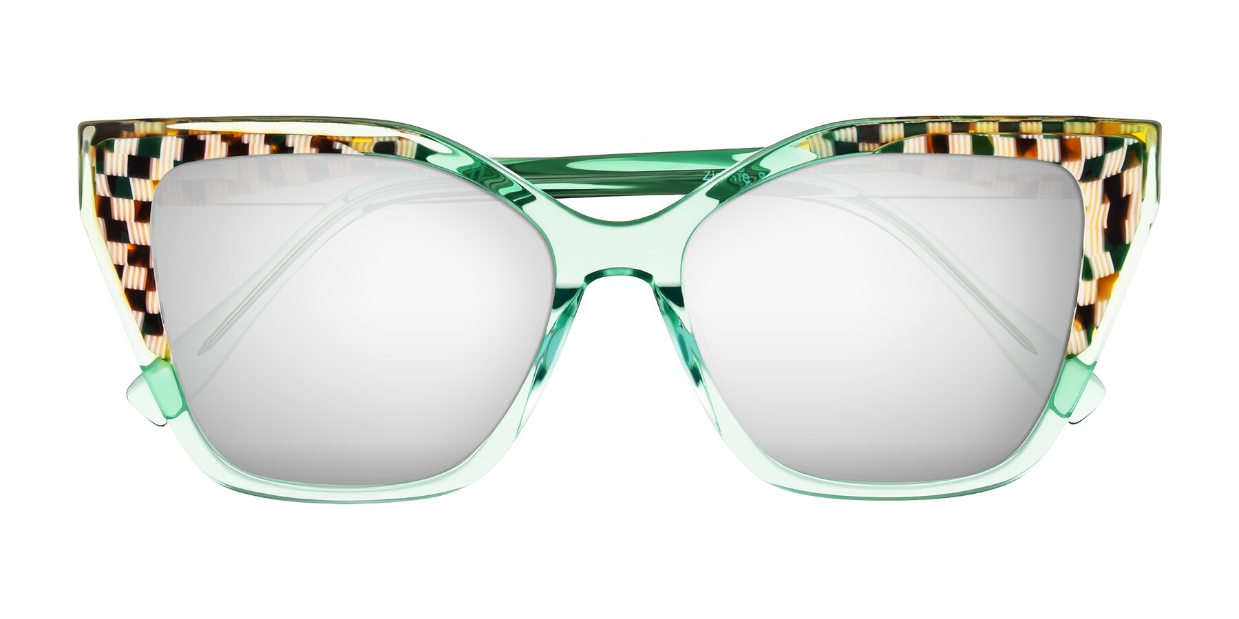 Folded Front of Zimme in Mint Mod with Silver Mirrored Lenses