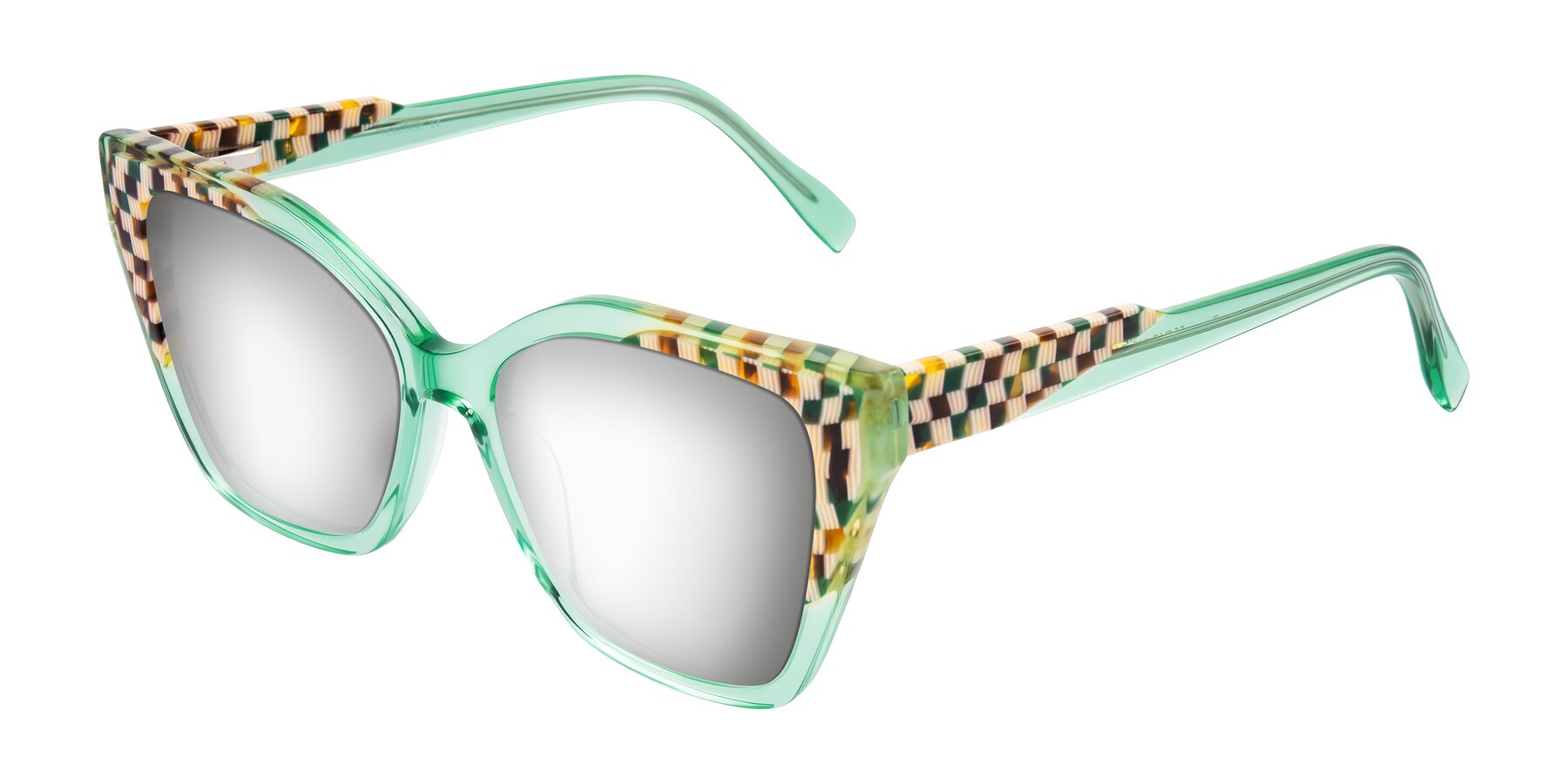 Angle of Zimme in Mint Mod with Silver Mirrored Lenses