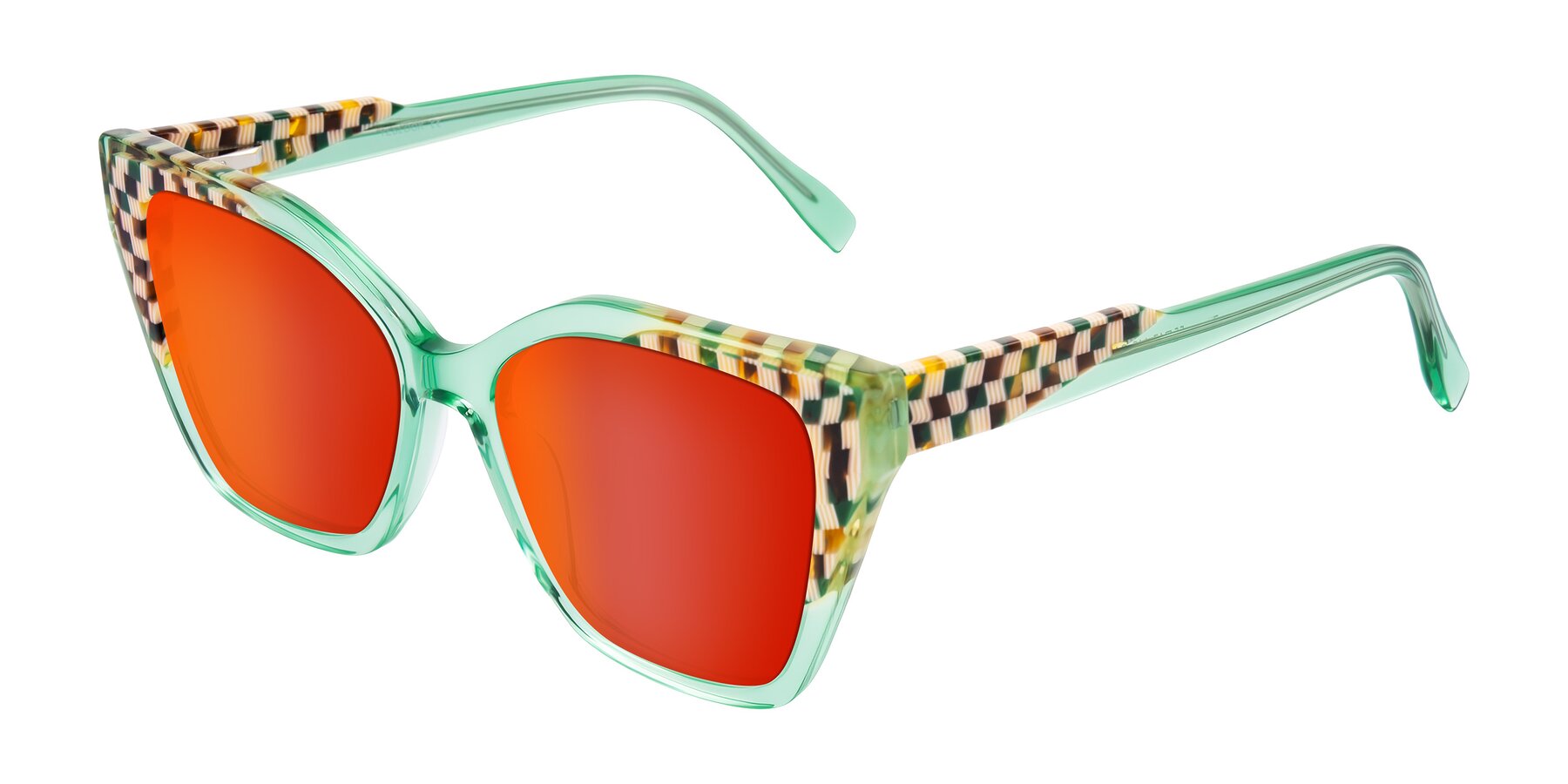 Angle of Zimme in Mint Mod with Red Gold Mirrored Lenses