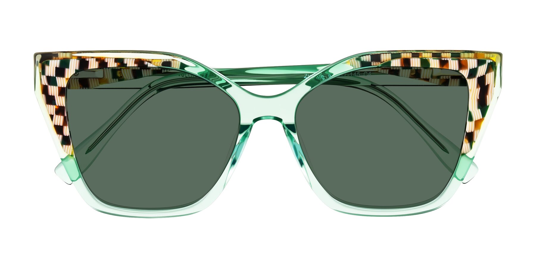 Folded Front of Zimme in Mint Mod with Green Polarized Lenses