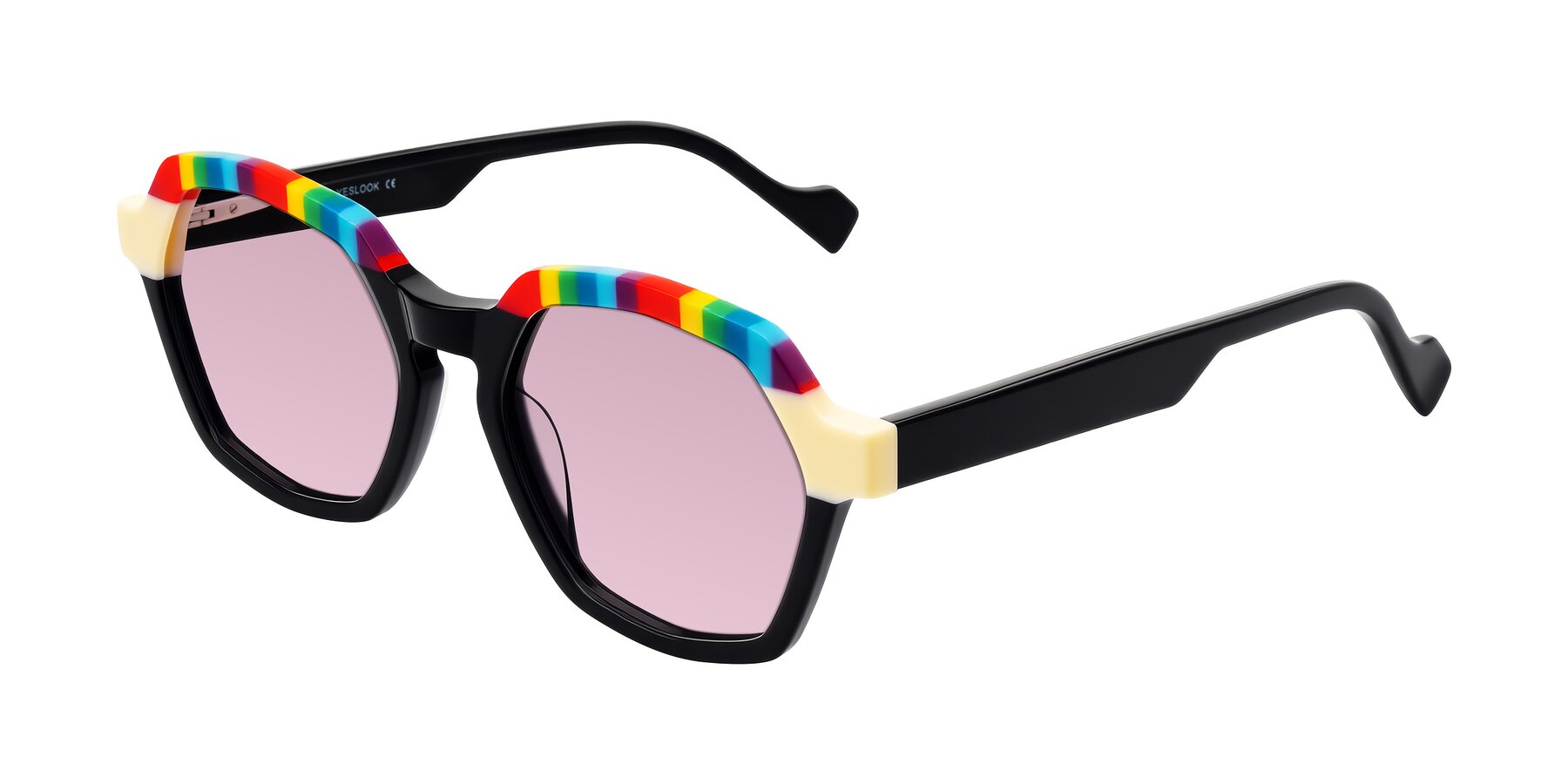 Angle of Ralyn in Rainbow Noir with Light Wine Tinted Lenses