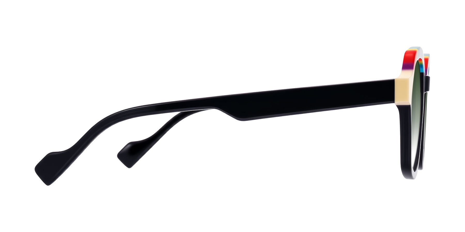Side of Ralyn in Rainbow Noir with Green Gradient Lenses