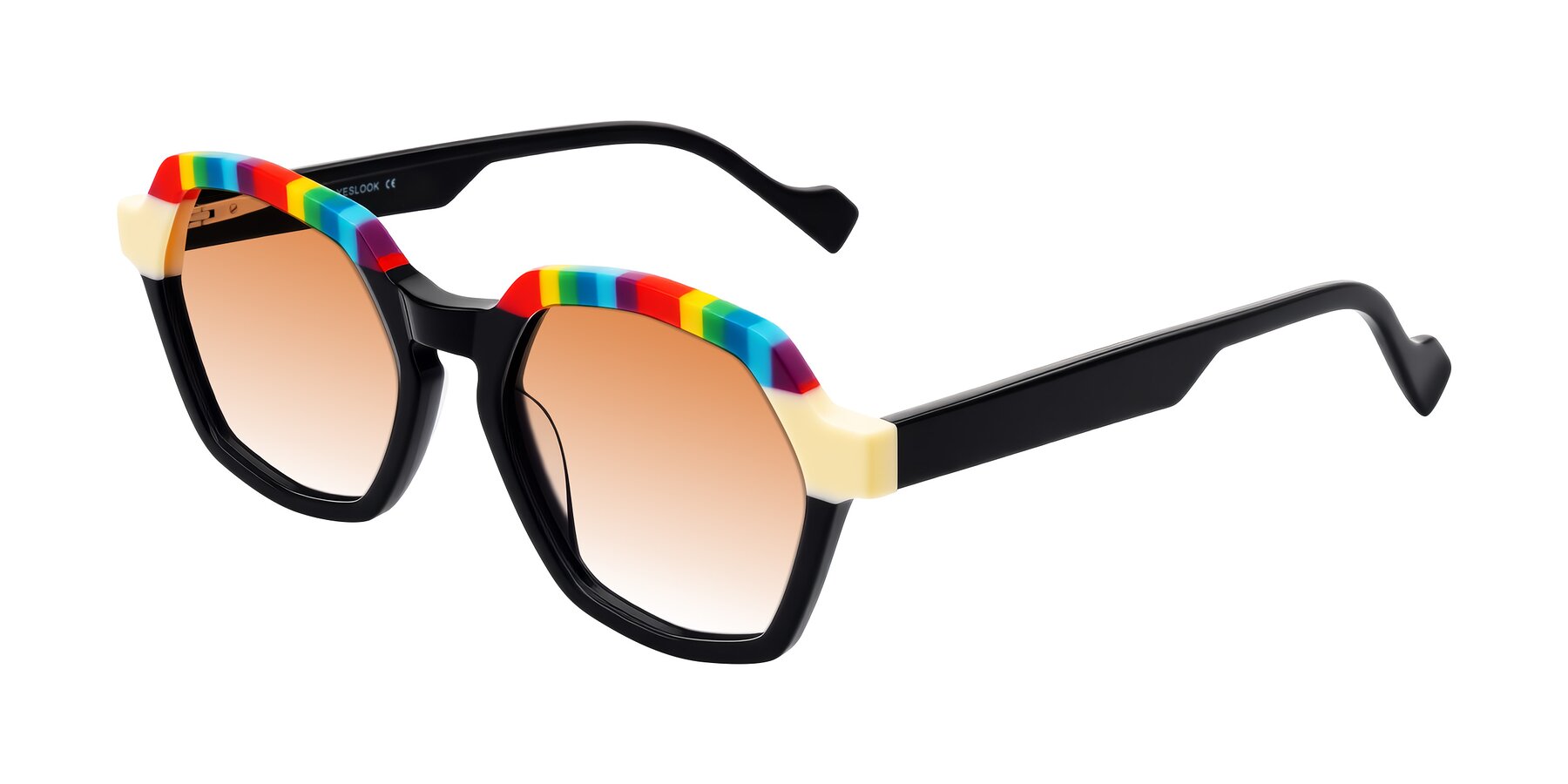 Angle of Ralyn in Rainbow Noir with Orange Gradient Lenses