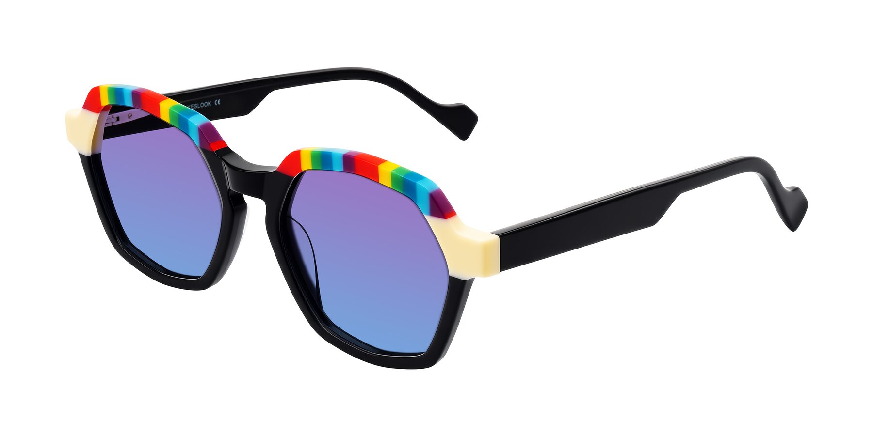 Angle of Ralyn in Rainbow Noir with Purple / Blue Gradient Lenses