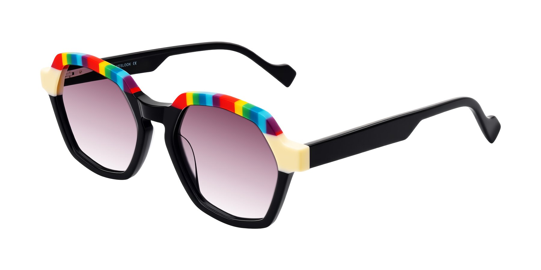 Angle of Ralyn in Rainbow Noir with Wine Gradient Lenses