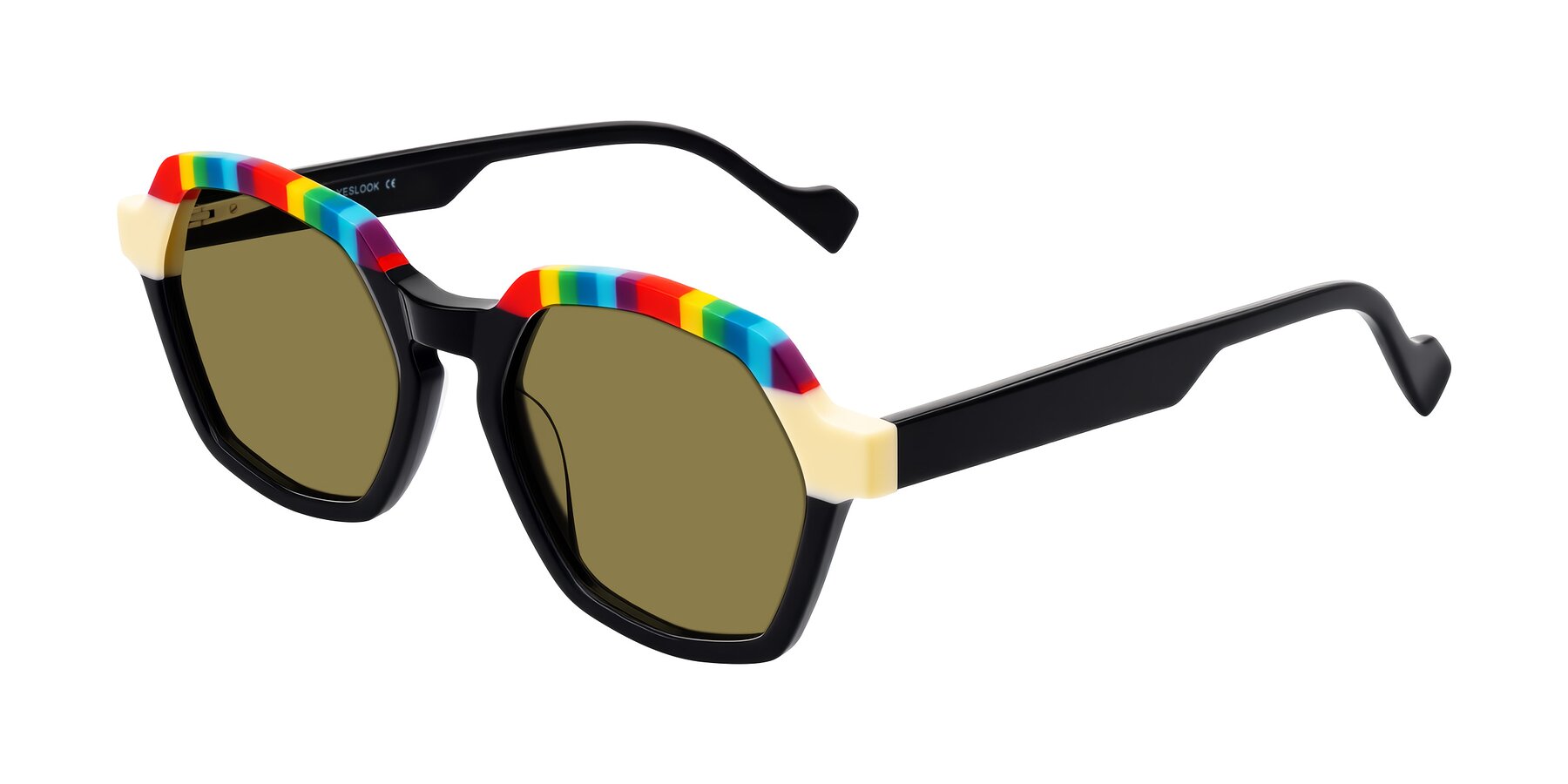 Angle of Ralyn in Rainbow Noir with Brown Polarized Lenses