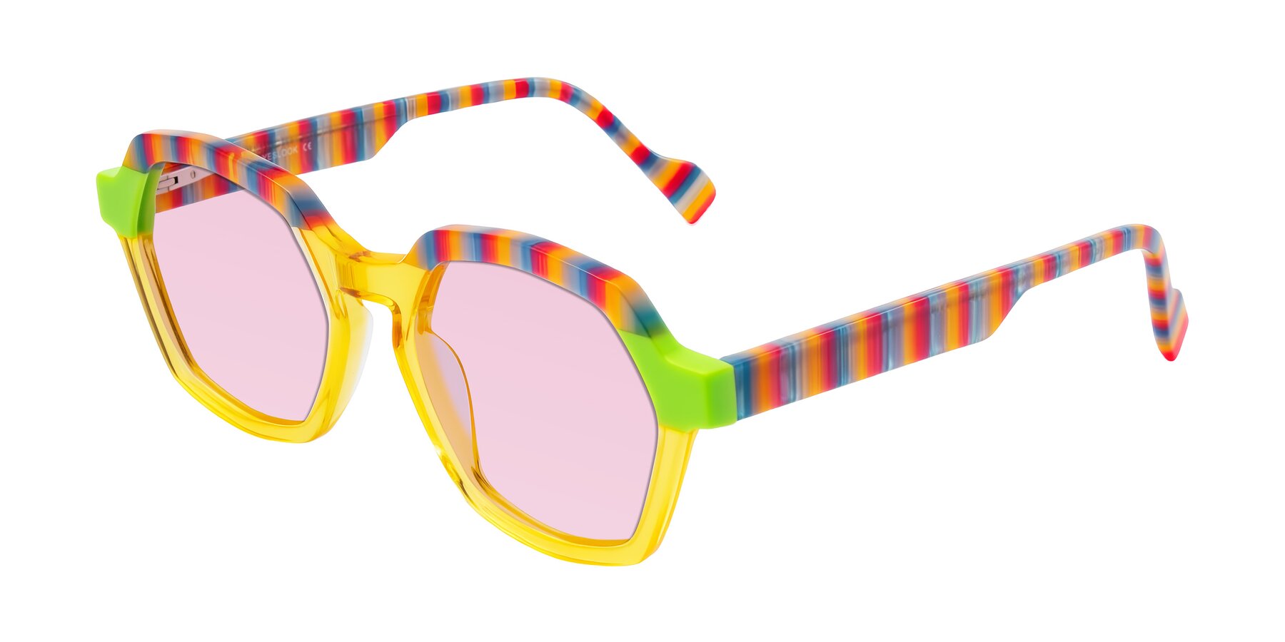 Angle of Ralyn in Citrine Pop with Light Pink Tinted Lenses