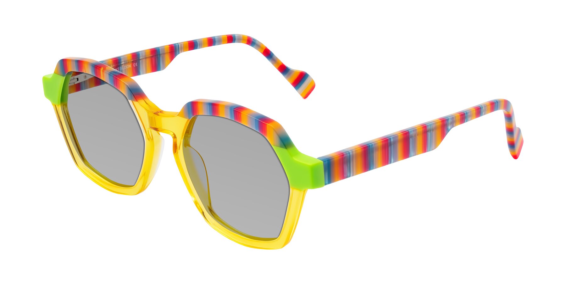 Angle of Ralyn in Citrine Pop with Light Gray Tinted Lenses