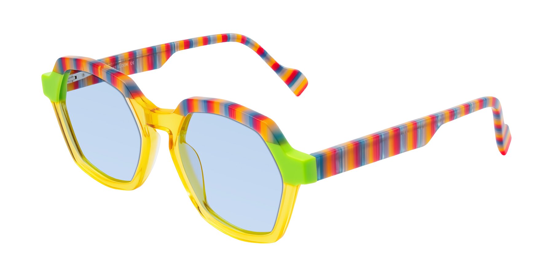 Angle of Ralyn in Citrine Pop with Light Blue Tinted Lenses